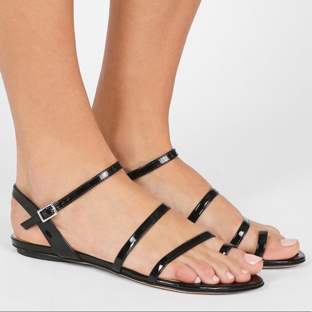 Club Monaco akinya black patent strappy sandals